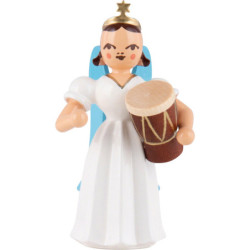 Faltenlangrockengel mit Djembe, farbig - 6,6 cm