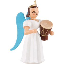 Faltenlangrockengel mit Djembe, farbig - 6,6 cm