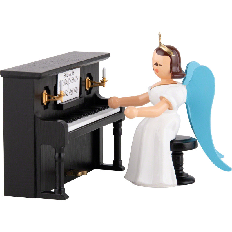 Faltenlangrockengel am Klavier, farbig - 6,6 cm