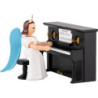 Faltenlangrockengel am Klavier, farbig - 6,6 cm