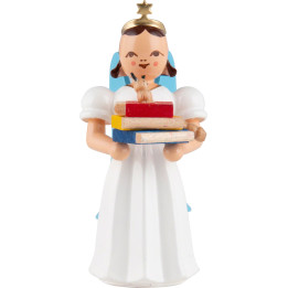 Faltenlangrockengel mit Bücherwurm, farbig  - 6,6 cm