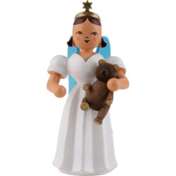 Faltenlangrockengel mit Teddy, farbig - 6,6 cm