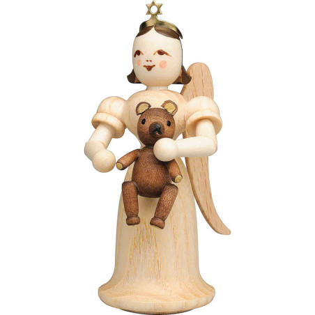 Langrockengel mit Teddy, natur - 6,6 cm