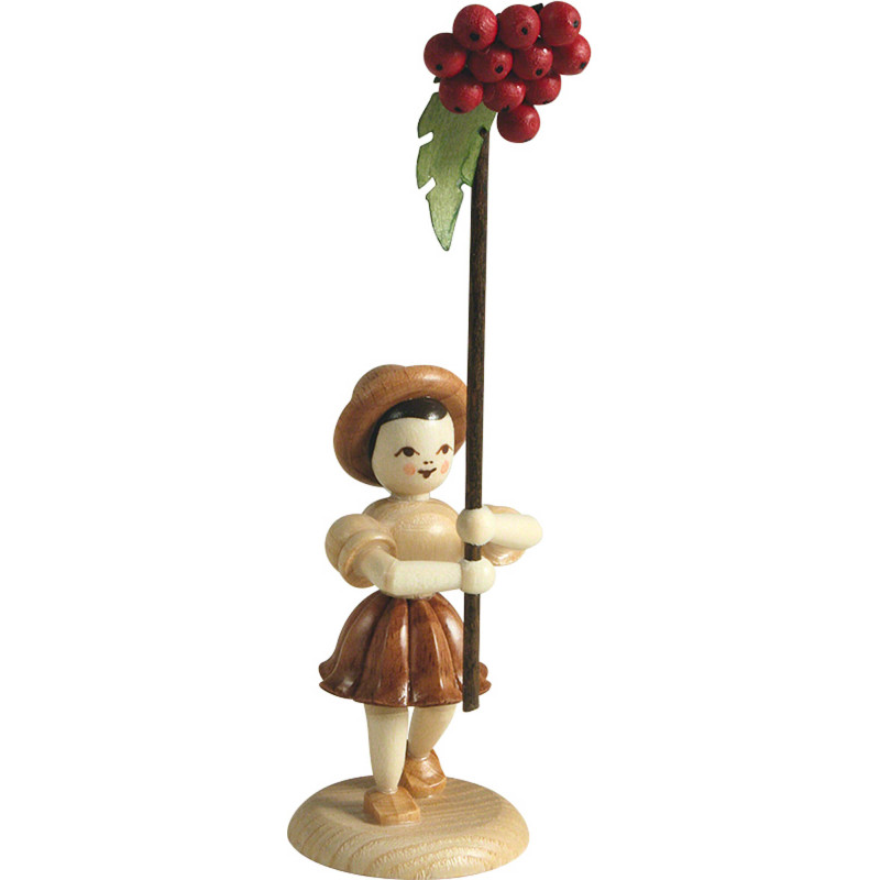 Blumenkind mit Vogelbeere, natur - 12 cm