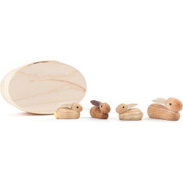 Bunny Family natural in Wood Chip Box - 3 cm / 1.2 inch