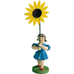 Blumenkind mit Sonnenblume, farbig - 20 cm