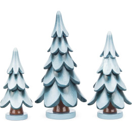 Massivholzbäume grün-weiß, 3-teilig - 11 cm