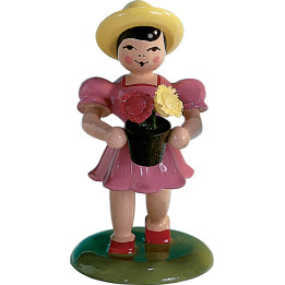 Flower Girl with Flower Pot, Natural - 6,6 cm / 2.6 inch