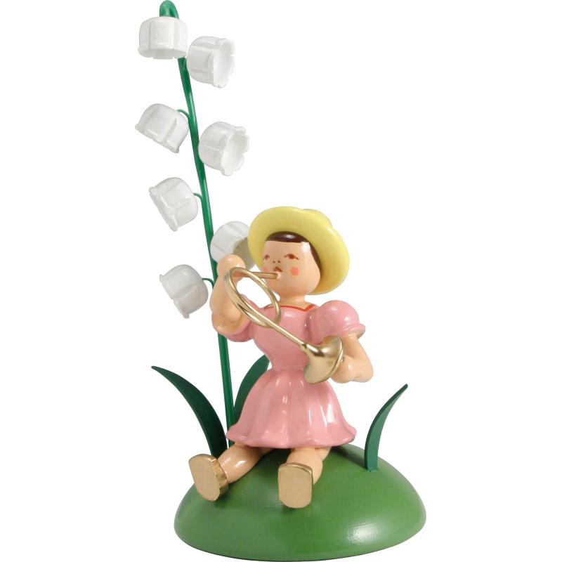 Flower Child with Lily of the Valley and French Horn Sitting - 12 cm / 4.7 inch