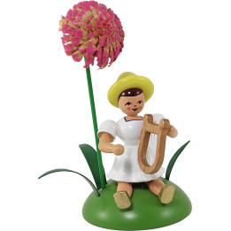 Flower Child with Chrysanthemum and Lyra Sitting - 12 cm / 4.7 inch
