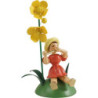 Flower Child with Buttercup and Piccolo, Sitting - Colored - 11 cm / 4.3 inch