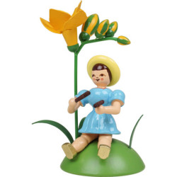 Flower Child sitting with Freesia and Townwood - Colored - 9 cm / 3.5 inch