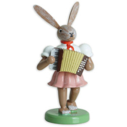 Osterhase mit Akkordeon, farbig  - 7,5 cm