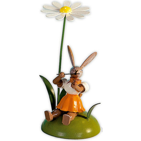 Osterhase mit Margerite und Violine, farbig - 10 cm