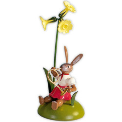 Easter Bunny with Primrose and Bugle, Colored - 10 cm / 3.9 inch