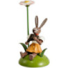 Easter Bunny with Daisy and Panpipes, Colored - 10 cm / 3.9 inch