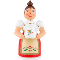 Räuchermännchen Frau mit Schürze und Kanne - 17 cm