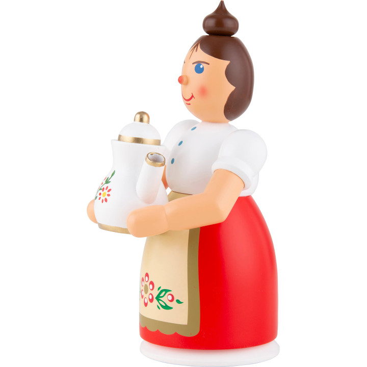 Räuchermännchen Frau mit Schürze und Kanne - 17 cm
