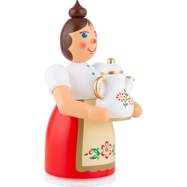 Räuchermännchen Frau mit Schürze und Kanne - 17 cm