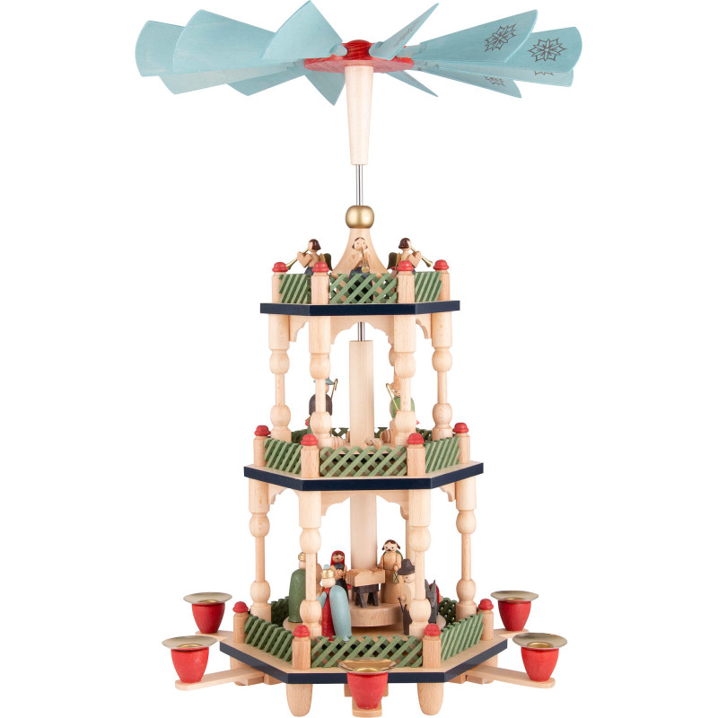 3-stöckige Pyramide Christi Geburt, bunt - 46 cm
