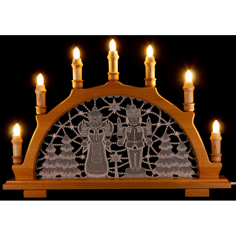 Candle Arch - Miner & Angel - Embroidery White/Silver - 49x36 cm / 19.3x14.2 inch