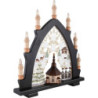 Schwibbogen Seiffener Kirche schwarz mit Plauener Spitze bunt - 41x45 cm