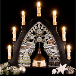 Candle Arch - Seiffen Church Black - Embroidery Colored - 41x45 cm / 16.1x17.7 inch