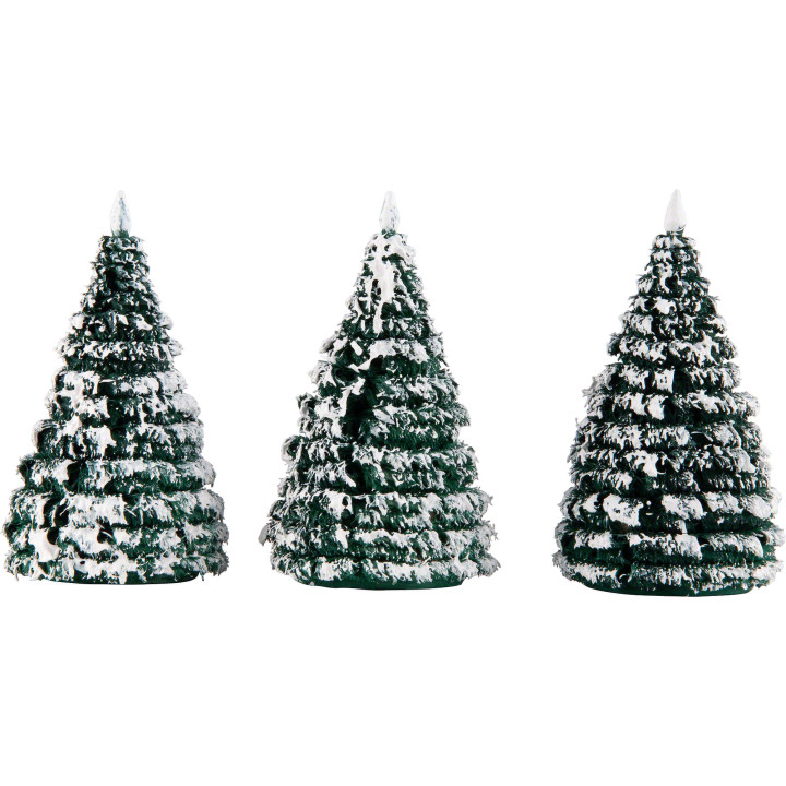 Raureifbäume grün-weiß, 3-teilig - 6 cm