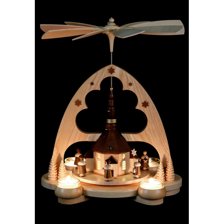 1-stöckige Pyramide Kirche in Seiffen - 34 cm