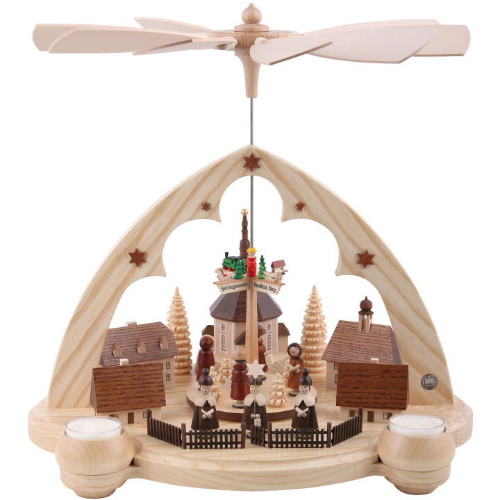 1-stöckige Pyramide Seiffener Dorf Spitzbogen 36 cm