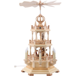 3-Tier Christmas Pyramid - Forest Scene - 50 cm / 19.5 inch - 120 V Electr. Motor (US-Standard)