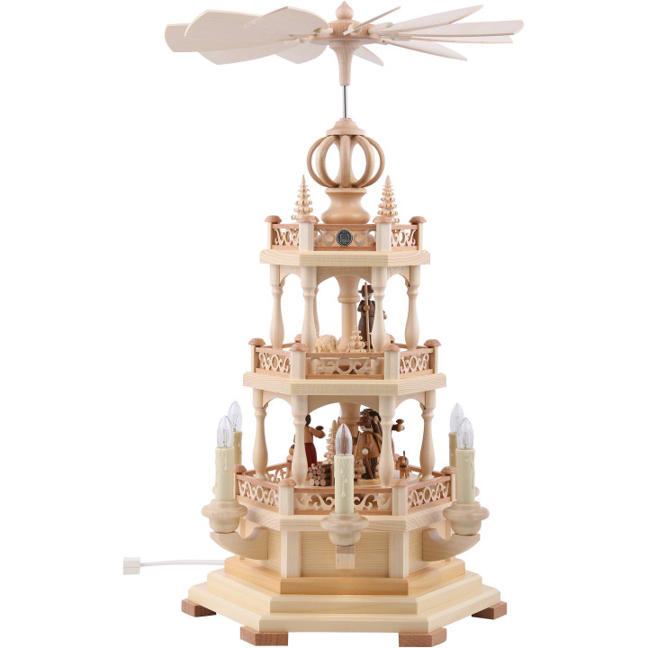 3-stöckige Pyramide Waldmotiv - 50 cm - 120 V Elektromotor (US-Norm)