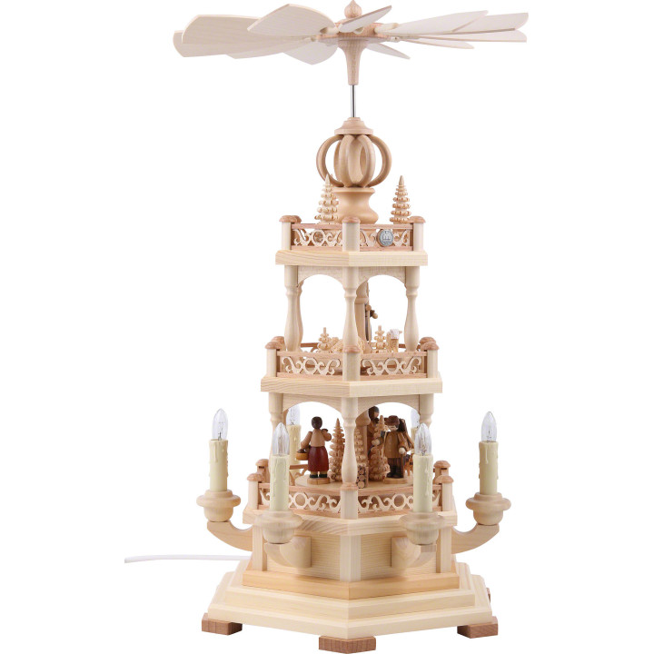 3-stöckige Pyramide Waldmotiv - 50 cm - 120 V Elektromotor (US-Norm)