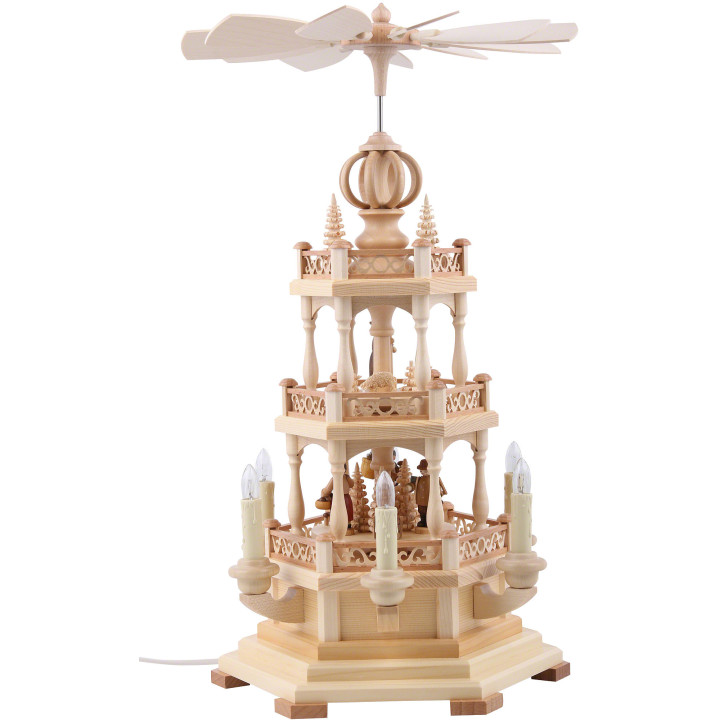 3-stöckige Pyramide Waldmotiv - 50 cm - 120 V Elektromotor (US-Norm)