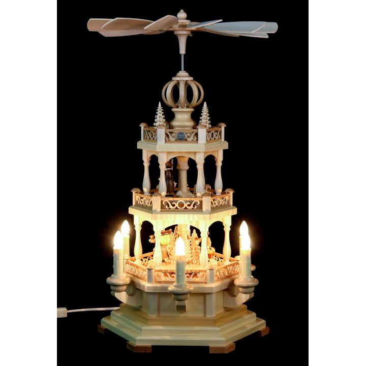 3-stöckige Pyramide Waldmotiv - 50 cm - 120 V Elektromotor (US-Norm)
