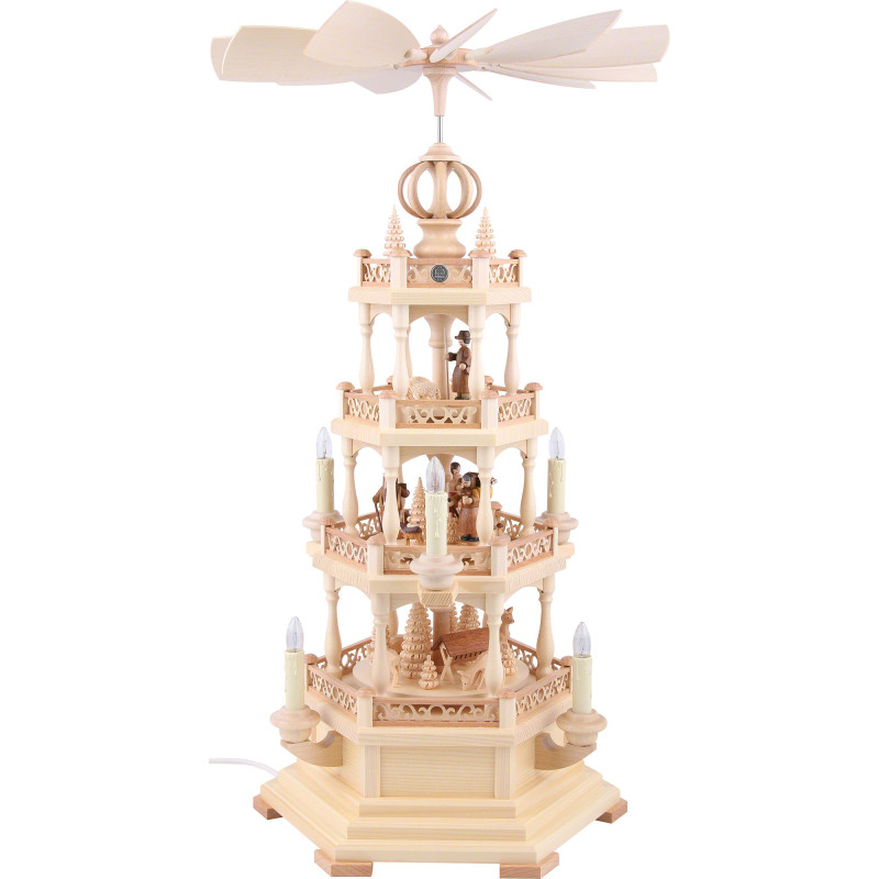 4-Tier Pyramid - Forest Scene - 63 cm / 25 inch - 230 V Electr. Motor