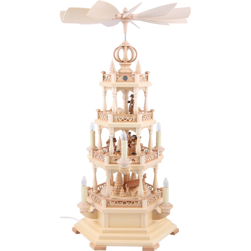 4-stöckige Pyramide Waldmotiv - 63 cm - 120 V Elektromotor (US-Norm)