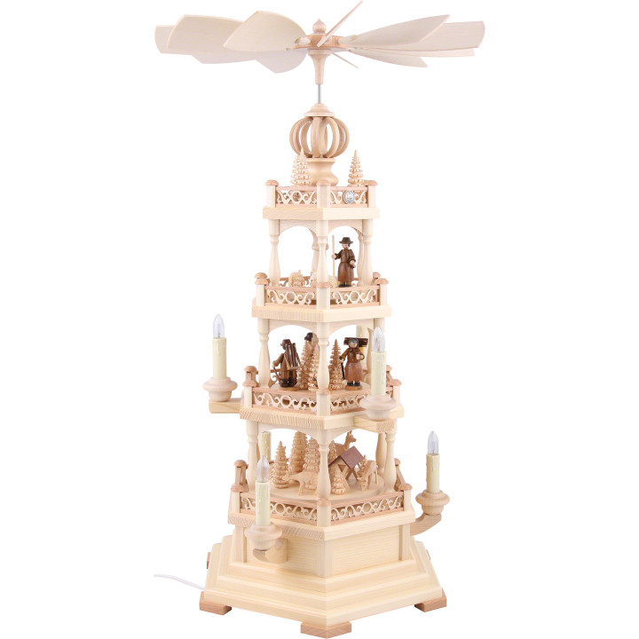 4-Tier Pyramid - Forest Scene - 63 cm / 25 inch - 120 V Electr. Motor (US-Standard)