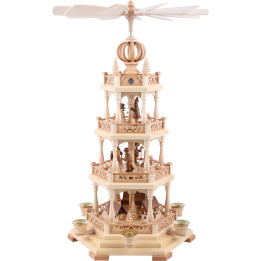4-stöckige Pyramide Erzgebirgsmotiv - 54 cm