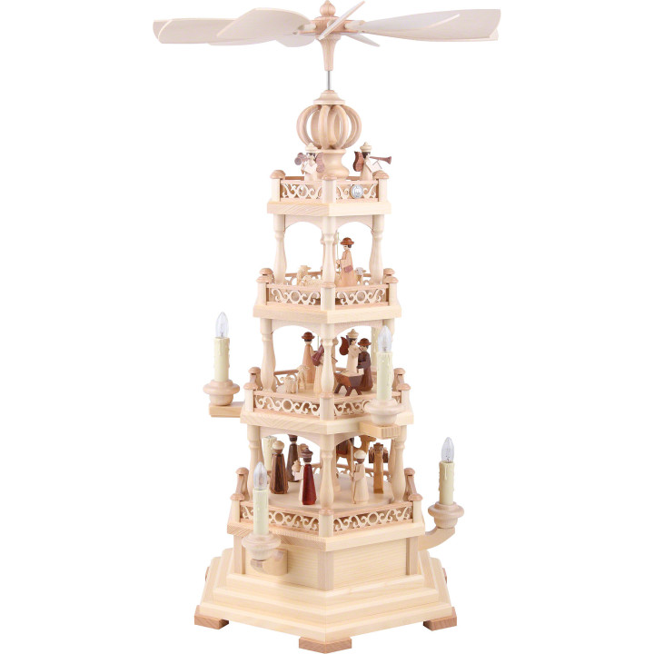 4-Tier Pyramid - The Christmas Story - 64 cm / 25 inch - 230 V Electr. Motor