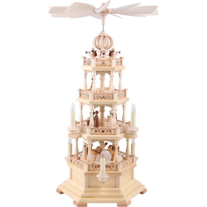 4-Tier Pyramid - The Christmas Story - 64 cm / 25 inch - 230 V Electr. Motor