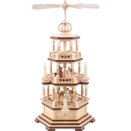 3-Tier Pyramid - The Christmas Story - 58 cm / 23 inch - 120 V Electr. Motor (US-Standard)