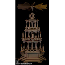 3-stöckige Pyramide unbestückt, weiß-gold - 120 V Elektromotor (US-Norm) - 58 cm