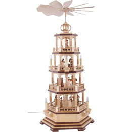 4-Tier Pyramid - The Christmas Story - 70 cm / 28 inch - 120 V Electr. Motor (US-Standard)