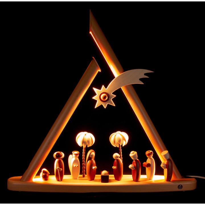 Moderne Lichterspitze Heilige Familie - natur - 50x47 cm