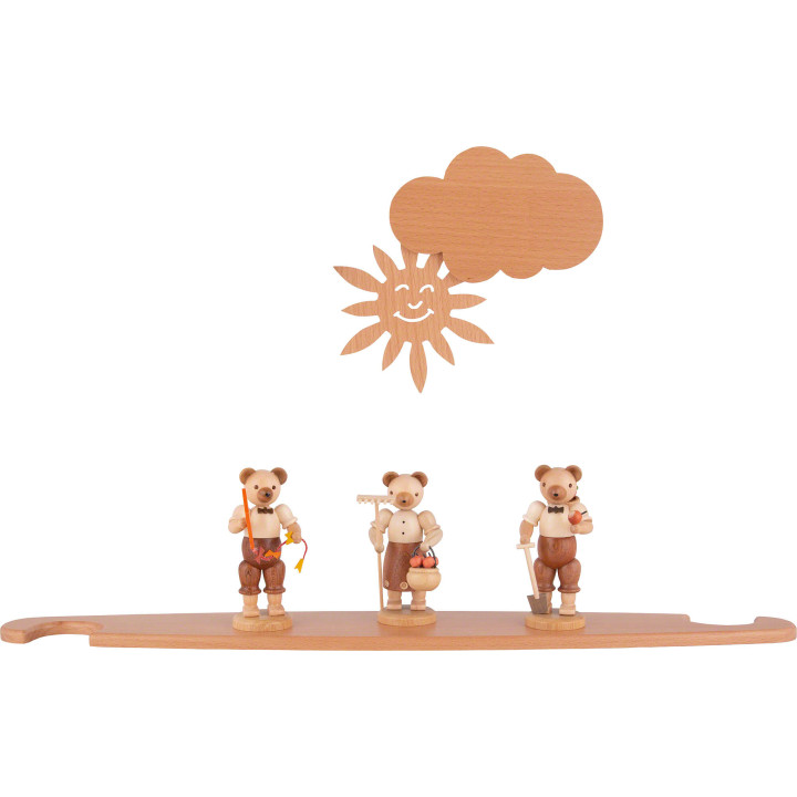 Theme Platform for Modern Light Triangle - Bears - Natural - 49x12 cm / 19.3x4.7 inch
