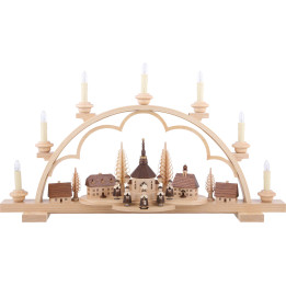 Schwibbogen Seiffener Dorf - 64 cm - 120 V (US-Norm)