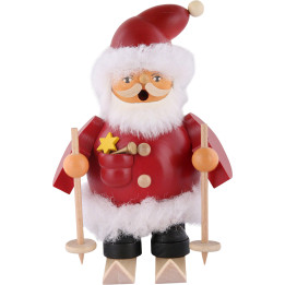 Räuchermännchen Weihnachtsmann auf Skiern - 14 cm