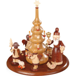 Theme Platform for Electr. Music Box - Santa with Angels Natural - 15 cm / 6 inch