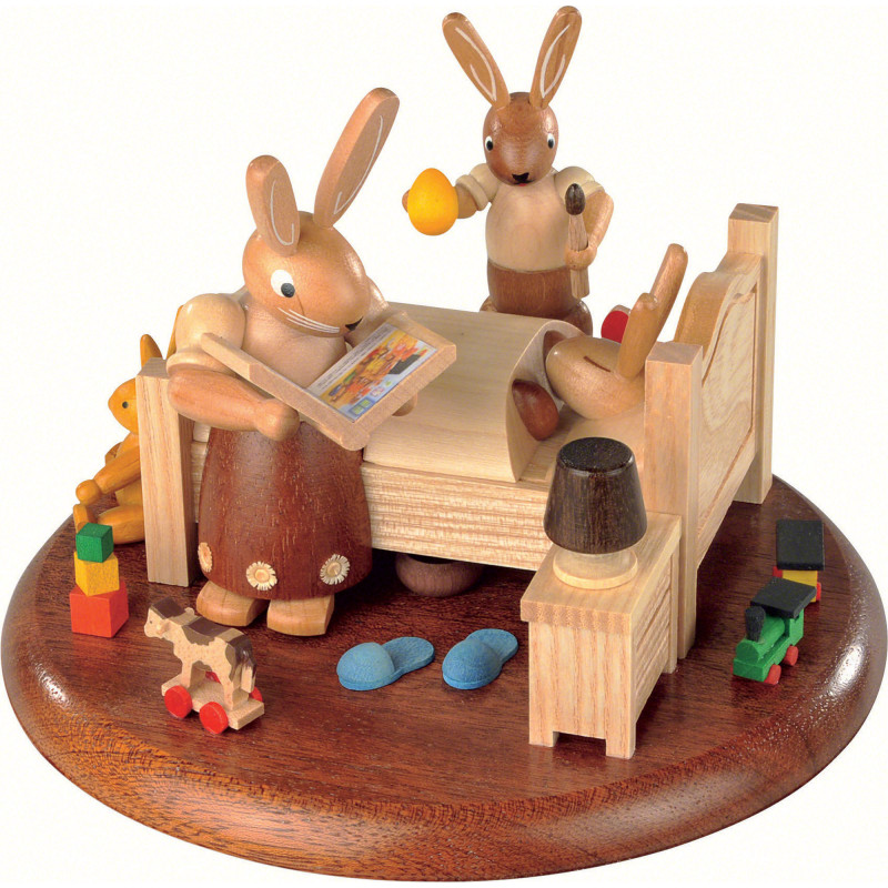 Theme Platform for Electr. Music Box - Bunny Bed with Good Night Stories - 10 cm / 4 inch